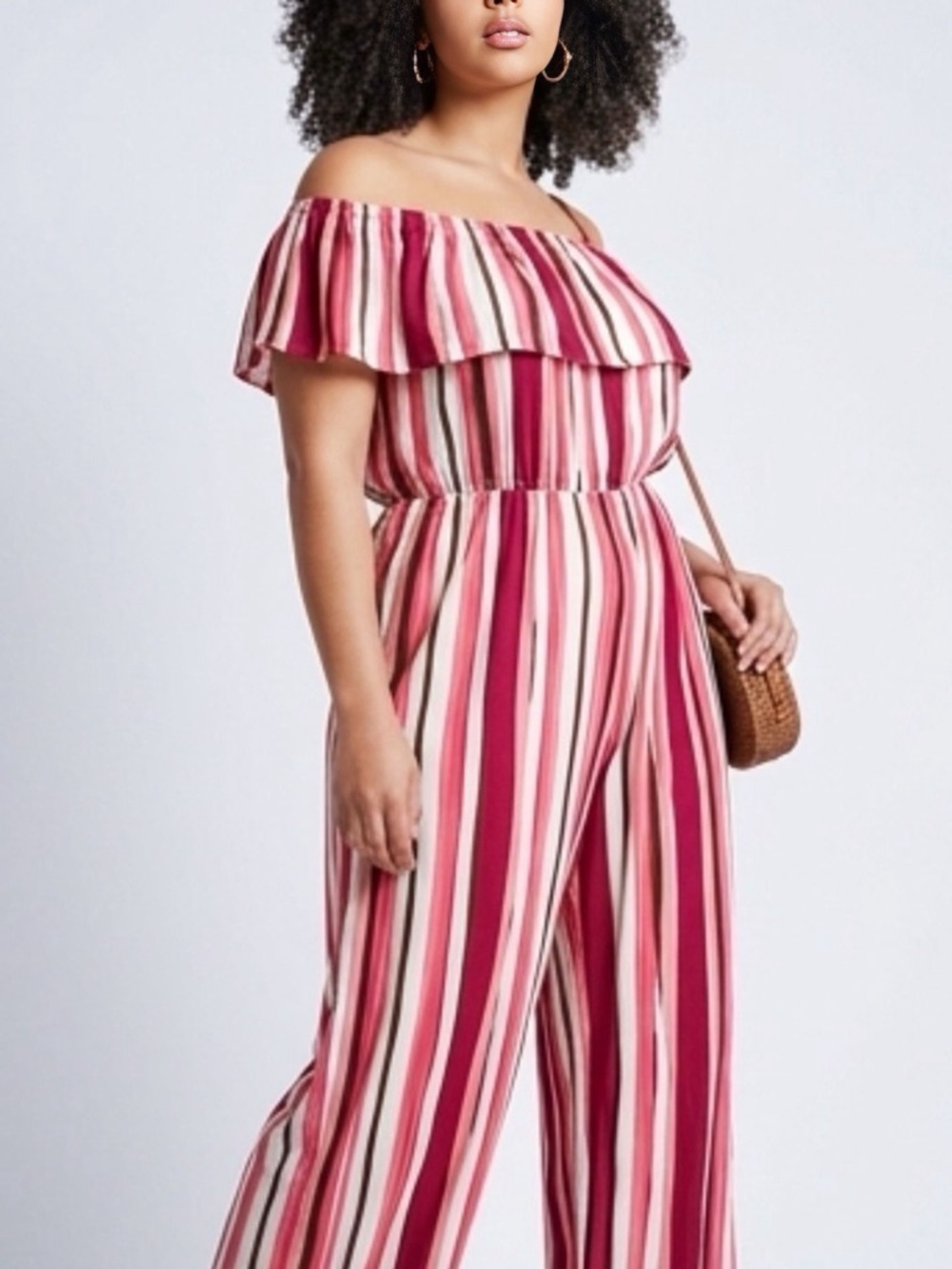 Lane Bryant Off-Shoulder Striped Romper